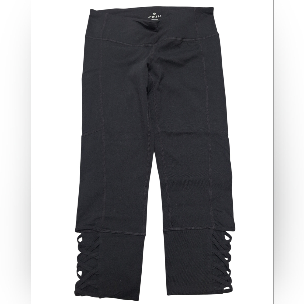 Athleta Black Leggings with Crisscross Detail